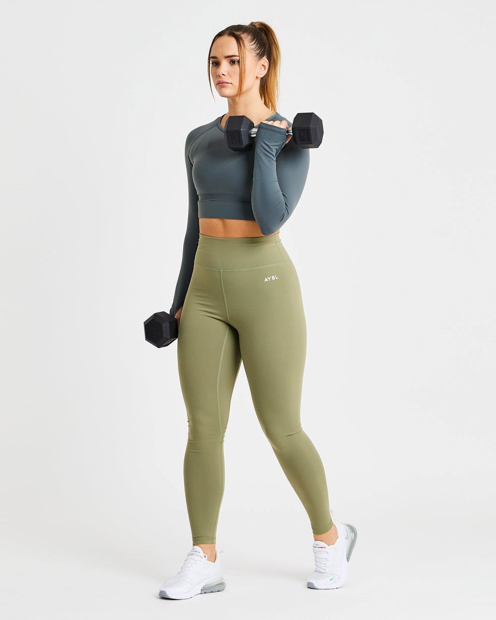 AYBL Core Long Sleeve Crop Top Grijs | 4081623-ZL