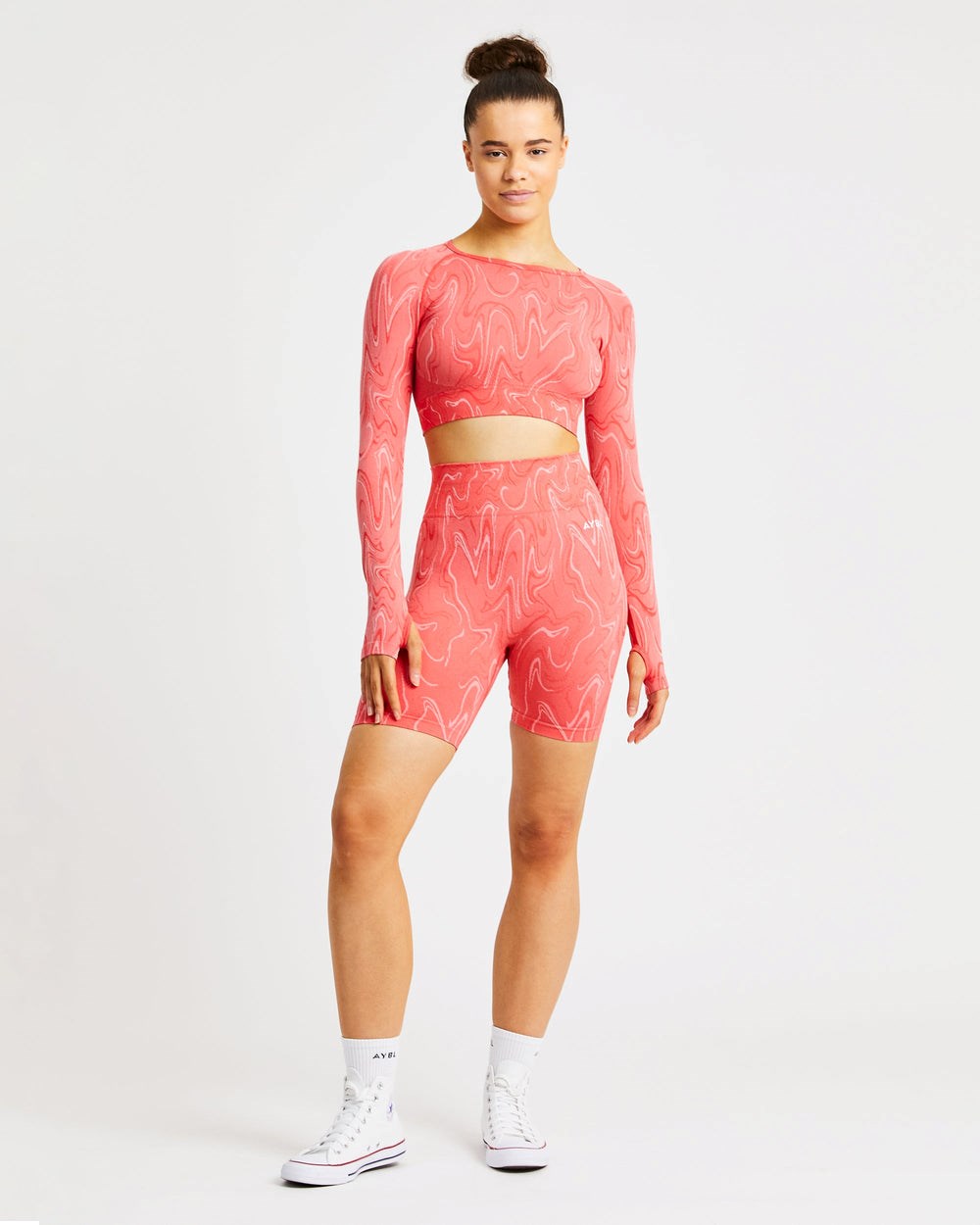 AYBL Velocity Seamless Long Sleeve Crop Top Koraal | 9846257-HL