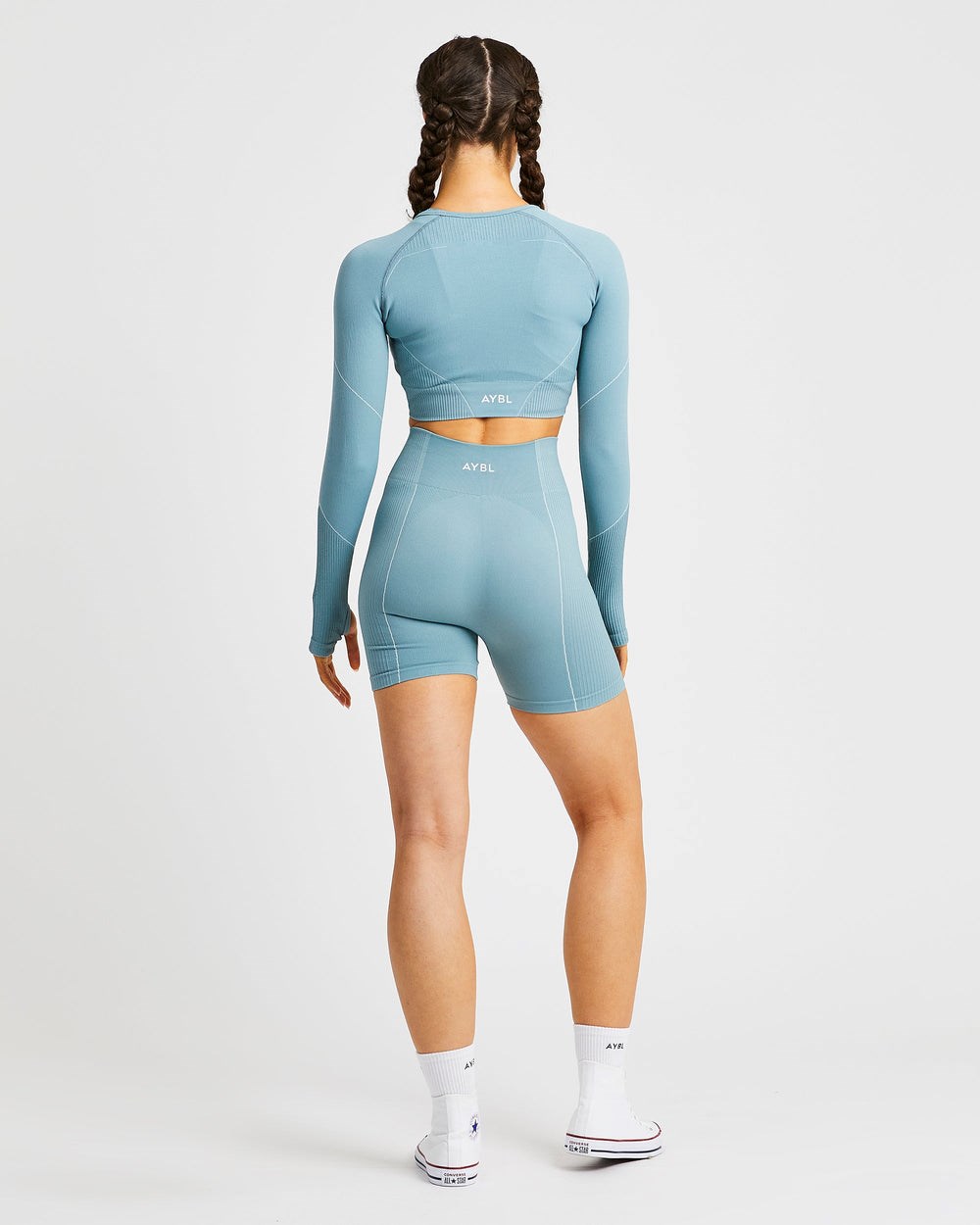 AYBL Reflex Seamless Long Sleeve Crop Top Teal | 3975042-QB