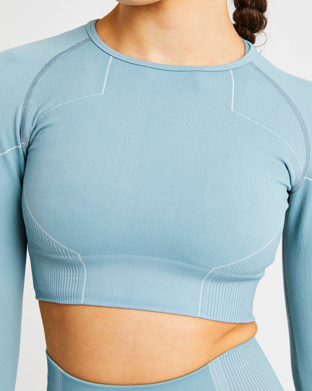 AYBL Reflex Seamless Long Sleeve Crop Top Teal | 3975042-QB