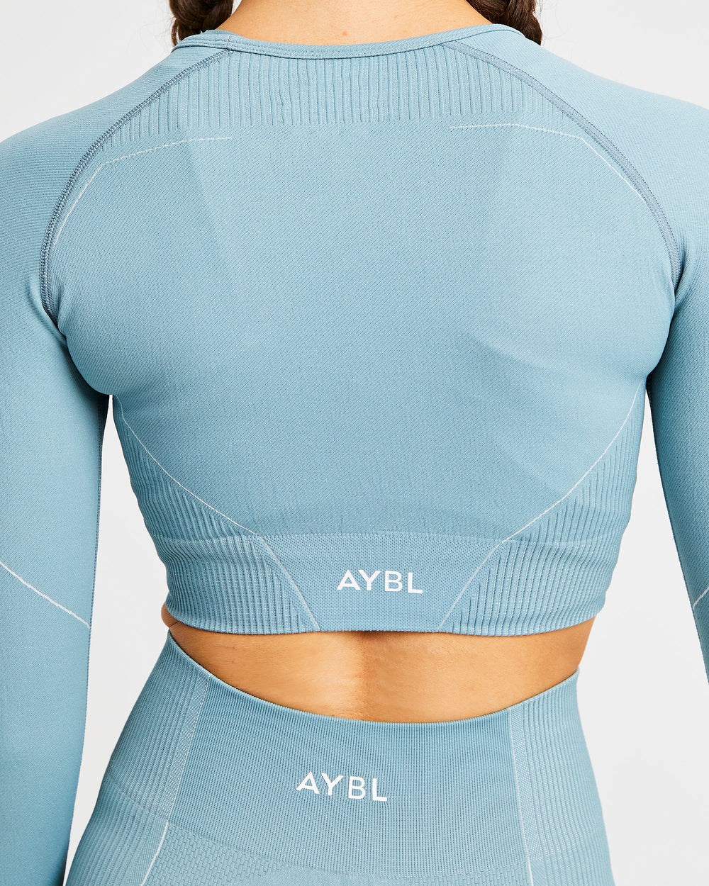 AYBL Reflex Seamless Long Sleeve Crop Top Teal | 3975042-QB