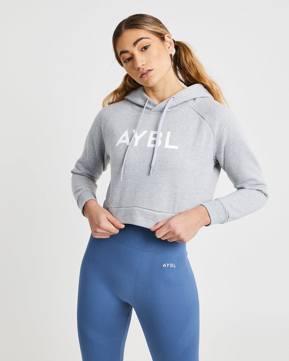 AYBL Staple Crop Hoodie Lichtgrijs | 0271698-LM