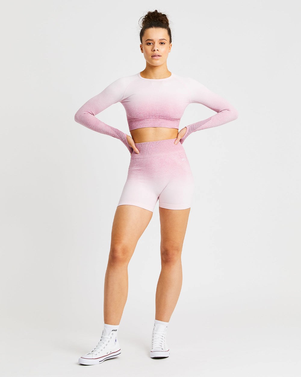 AYBL Pulse Ombré Seamless Long Sleeve Crop Top Roze | 7385614-HY