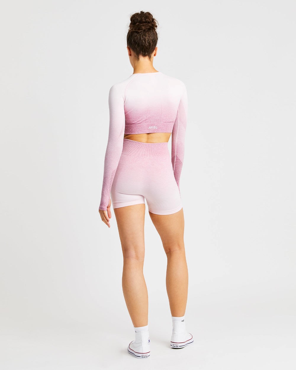 AYBL Pulse Ombré Seamless Long Sleeve Crop Top Roze | 7385614-HY