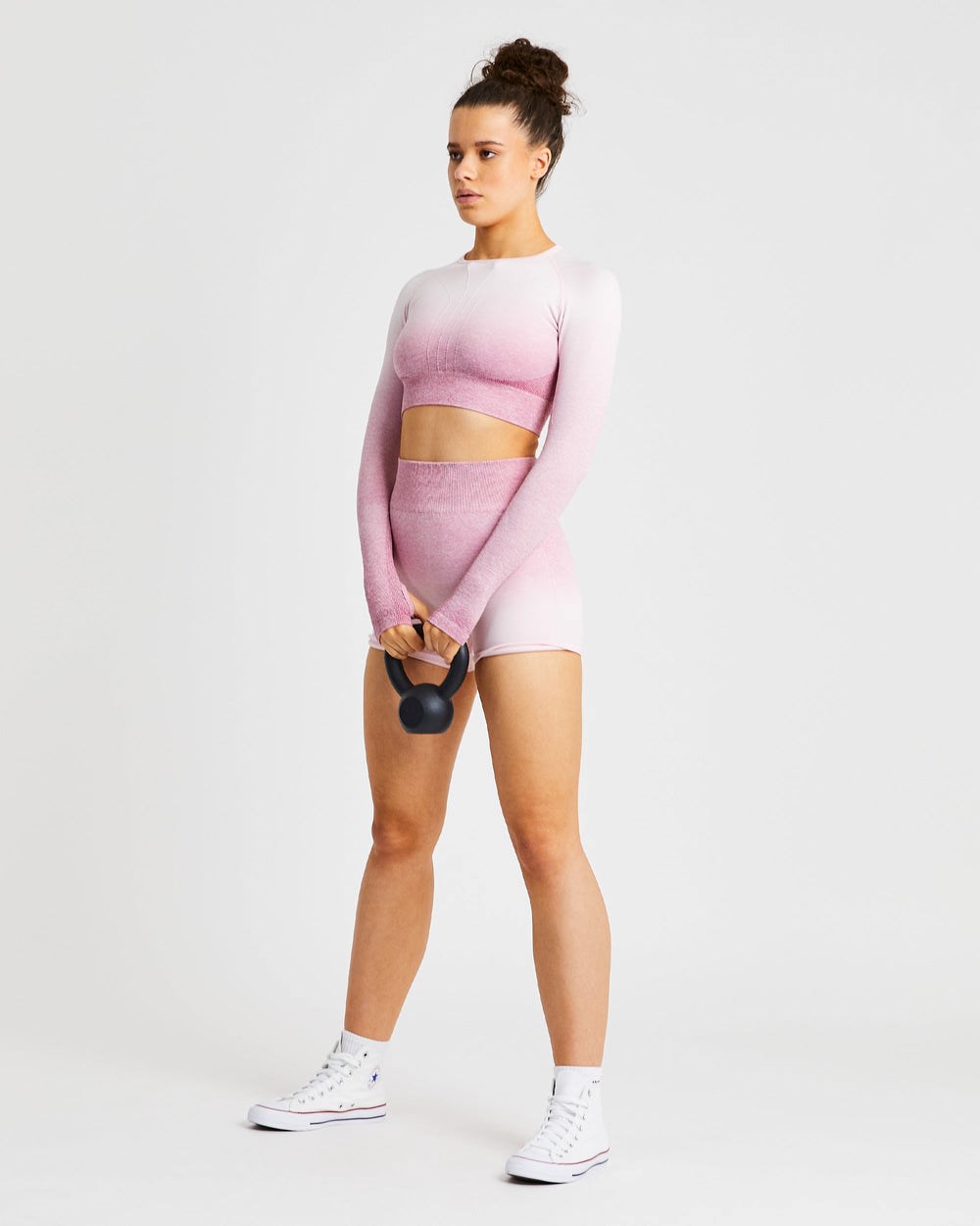 AYBL Pulse Ombré Seamless Long Sleeve Crop Top Roze | 7385614-HY