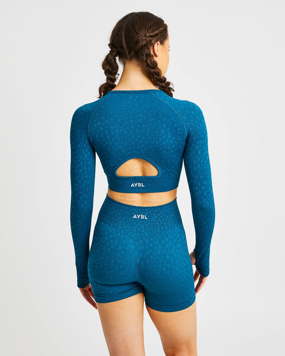 AYBL Evolve Speckle Seamless Long Sleeve Crop Top Teal | 3264785-SI