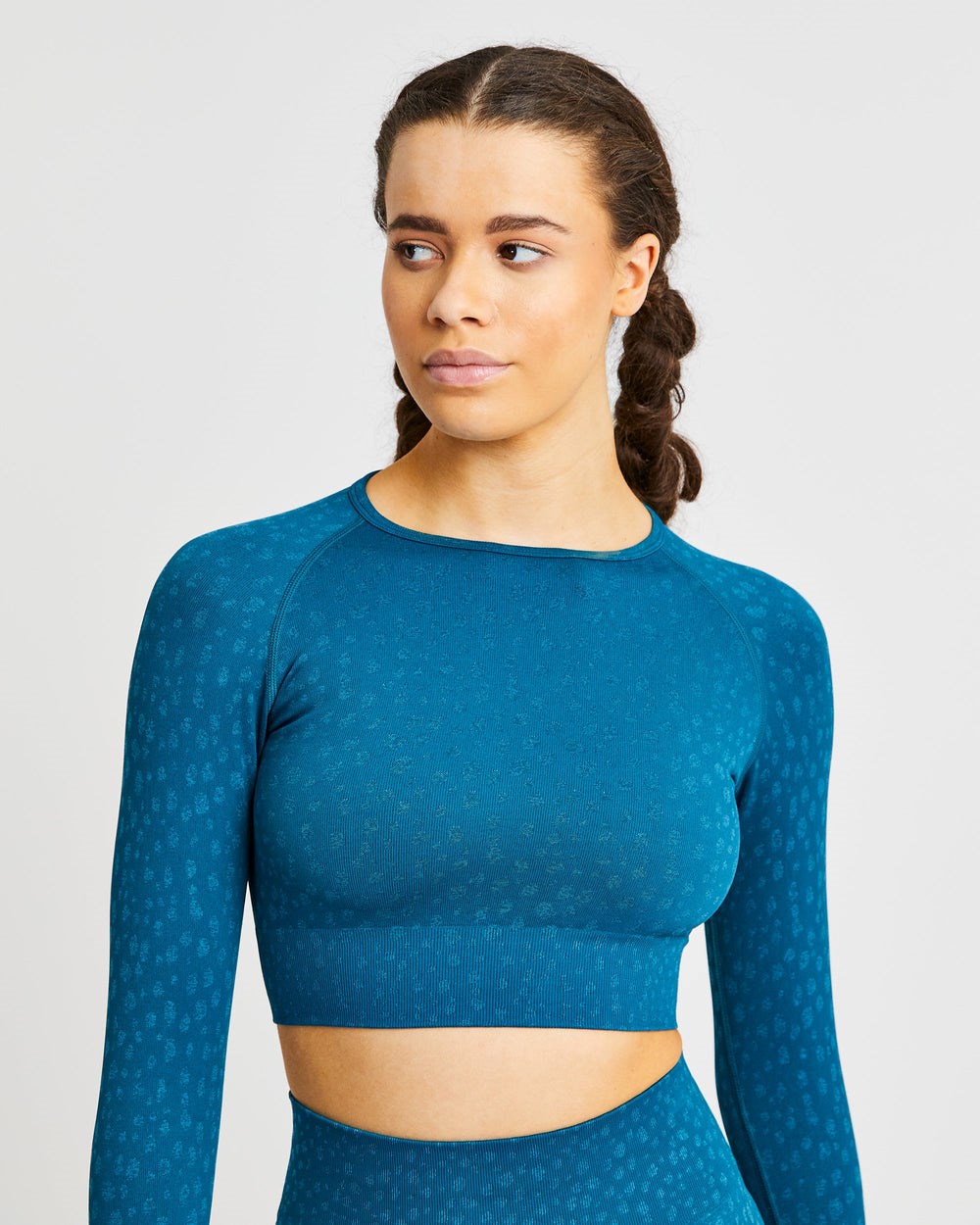 AYBL Evolve Speckle Seamless Long Sleeve Crop Top Teal | 3264785-SI