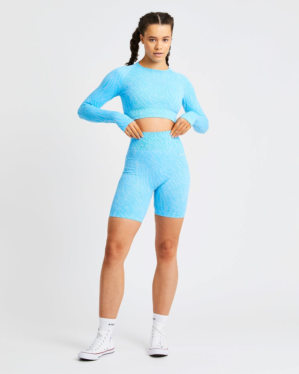 AYBL Evolve Animal Seamless Long Sleeve Crop Top Blauw | 9726051-KD