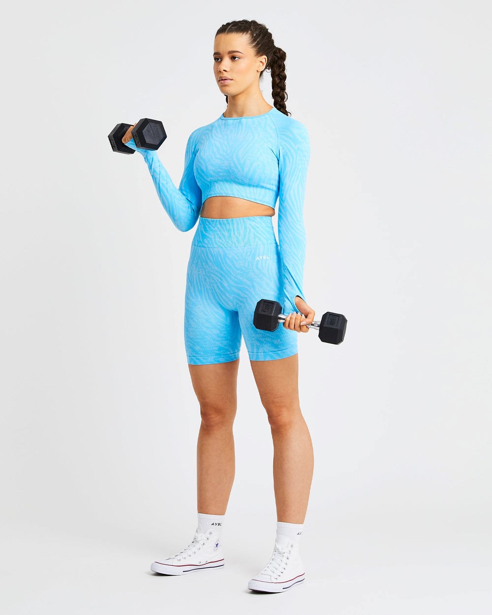 AYBL Evolve Animal Seamless Long Sleeve Crop Top Blauw | 9726051-KD