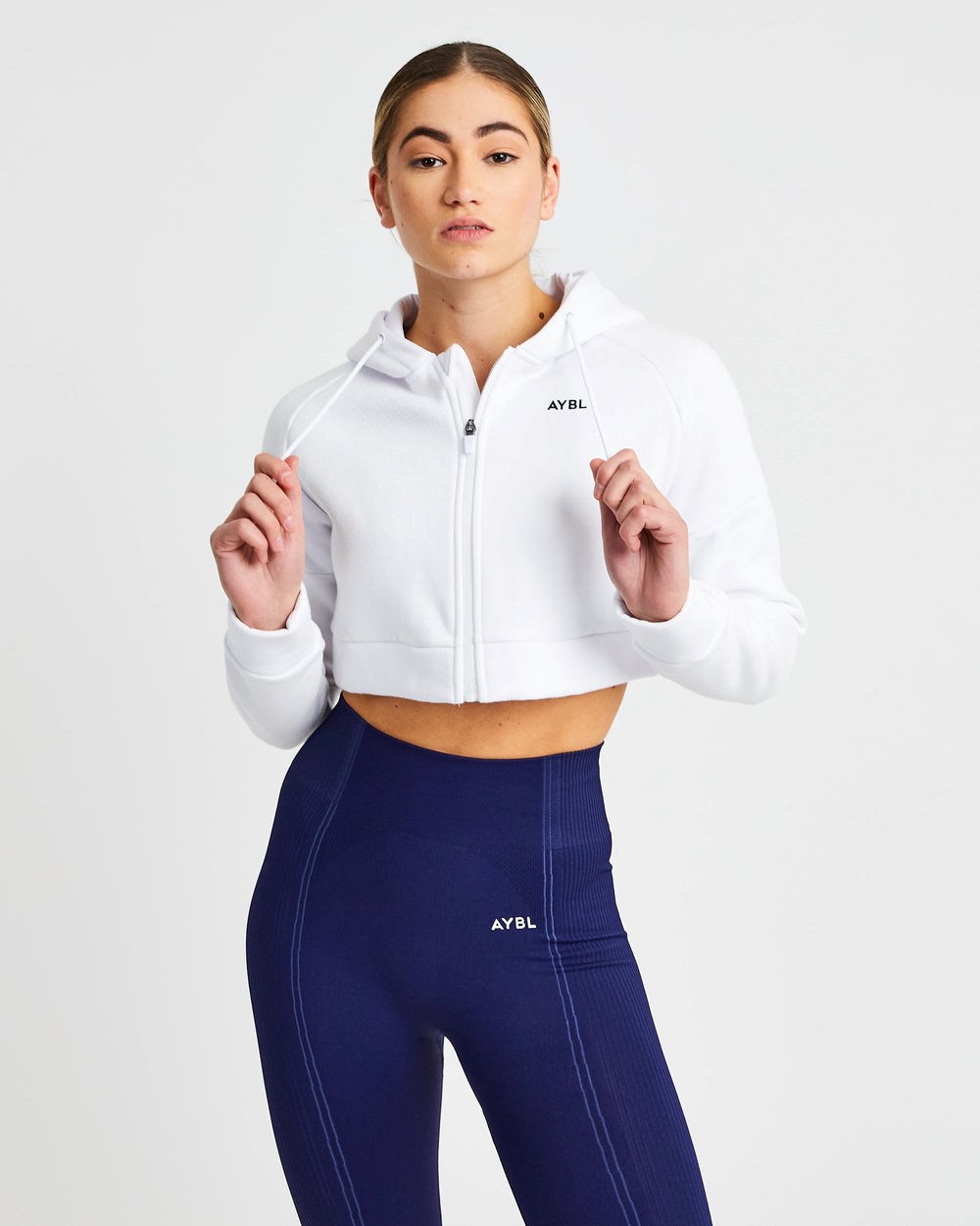 AYBL Beyond Crop Zip Hoodie Wit | 8532609-SB