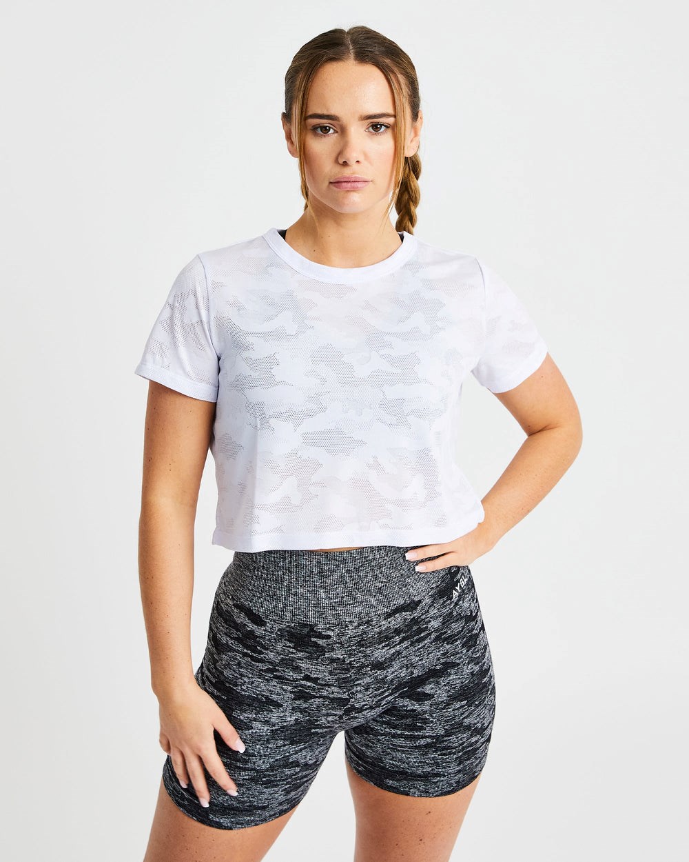 AYBL Evolve Camo Crop T Shirt Wit | 0835126-UH