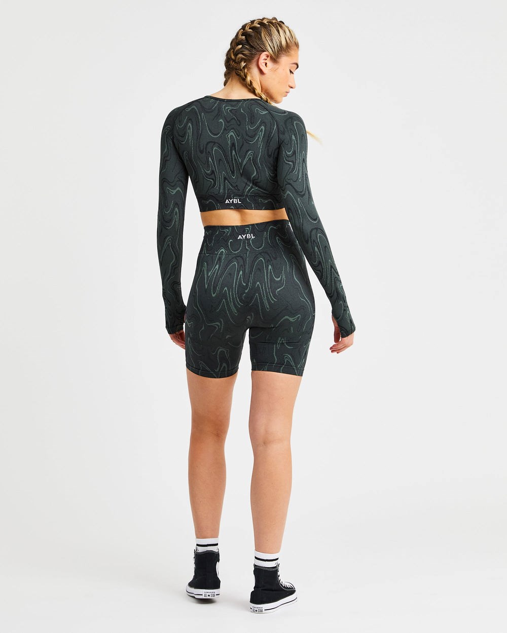 AYBL Velocity Seamless Long Sleeve Crop Top Zwart | 0693457-YH