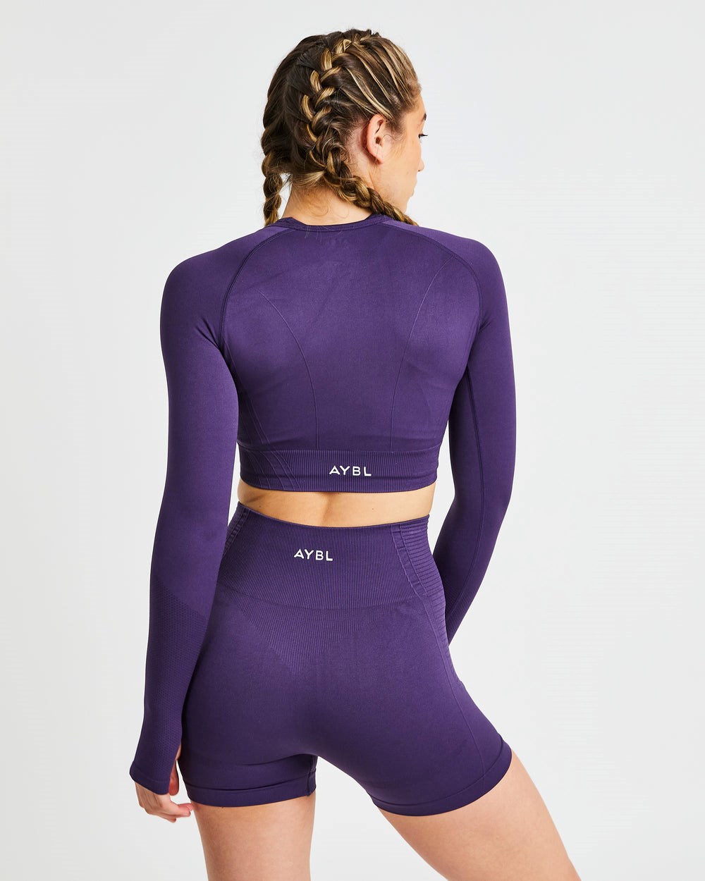 AYBL Balance V2 Seamless Long Sleeve Crop Top Paars | 4832610-ZP