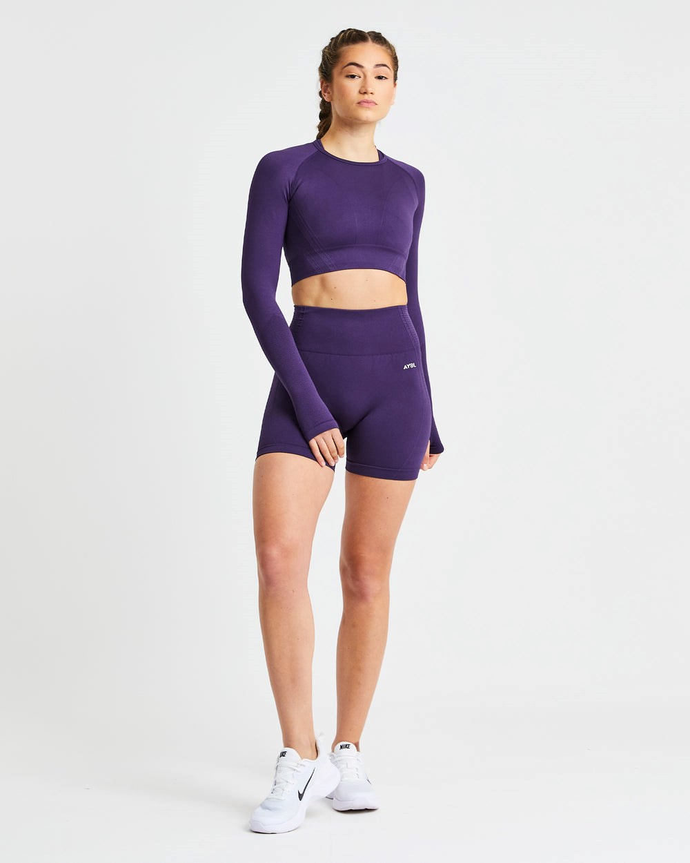 AYBL Balance V2 Seamless Long Sleeve Crop Top Paars | 4832610-ZP