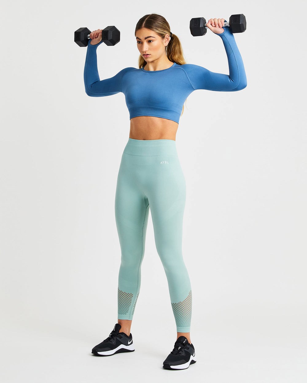 AYBL Reform Seamless Long Sleeve Crop Top Blauw | 8647950-MT