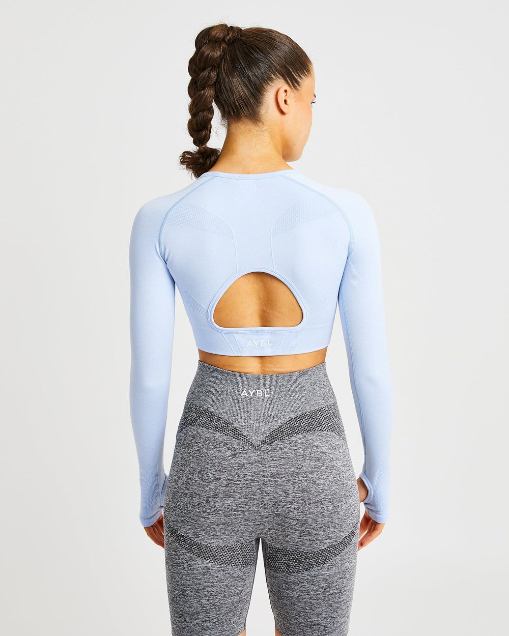 AYBL Motion Seamless Long Sleeve Crop Top Blauw | 4786305-WT