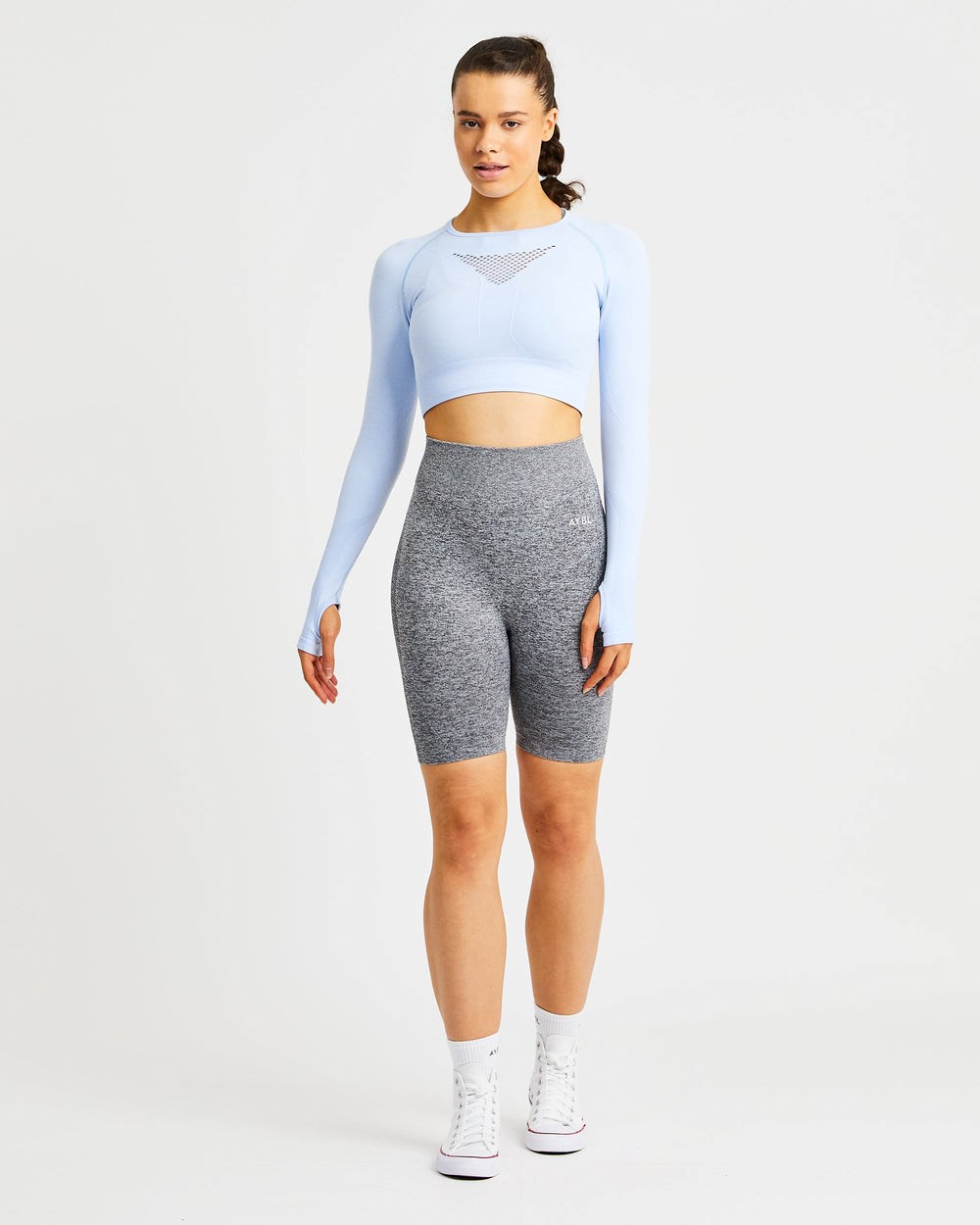 AYBL Motion Seamless Long Sleeve Crop Top Blauw | 4786305-WT