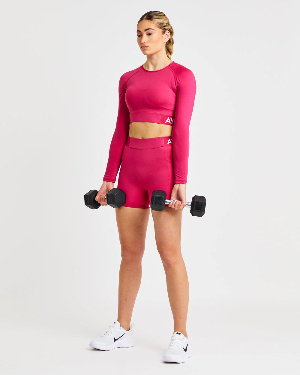 AYBL Training Long Sleeve Crop Top Raspberry | 6721438-KQ