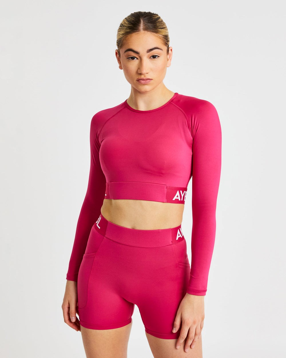 AYBL Training Long Sleeve Crop Top Raspberry | 6721438-KQ