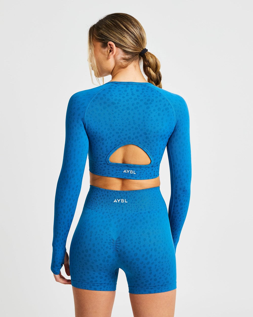 AYBL Evolve Speckle Seamless Long Sleeve Crop Top Blauw | 4076182-AP