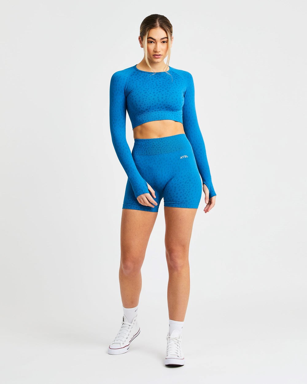 AYBL Evolve Speckle Seamless Long Sleeve Crop Top Blauw | 4076182-AP