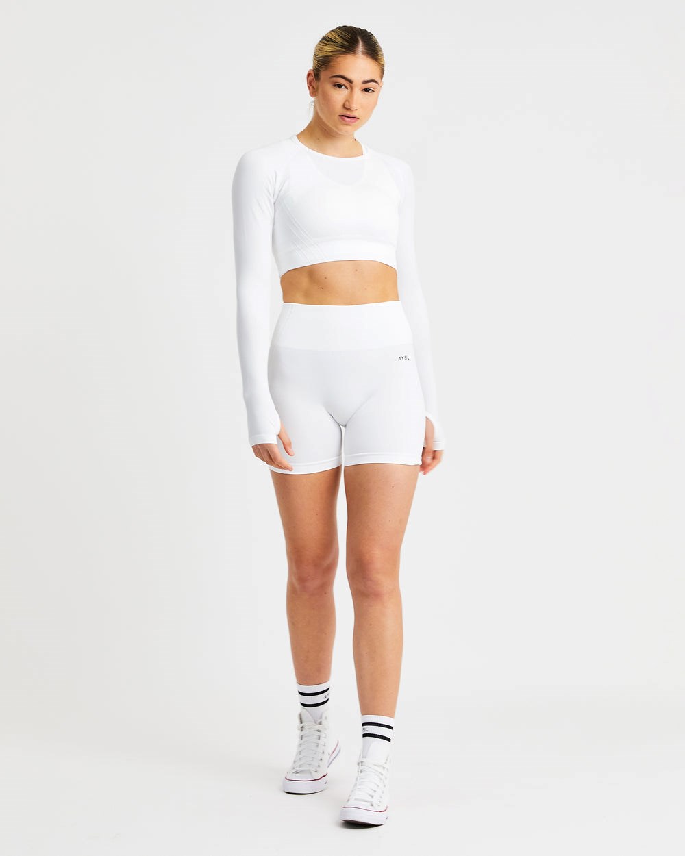 AYBL Balance V2 Seamless Long Sleeve Crop Top Wit | 0914367-OX