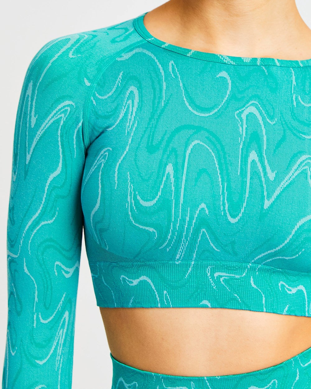 AYBL Velocity Seamless Long Sleeve Crop Top Turquoise | 1903658-YC