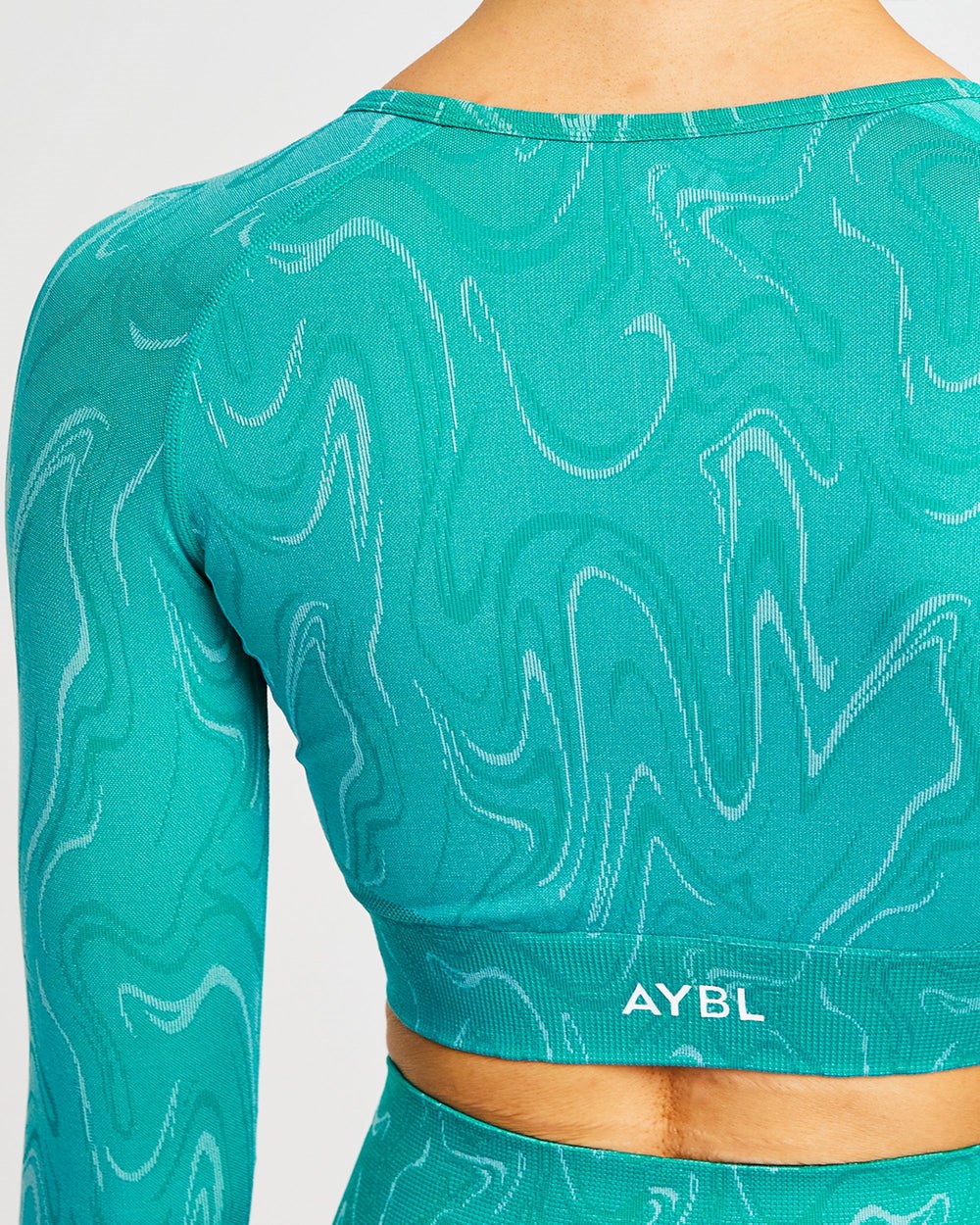 AYBL Velocity Seamless Long Sleeve Crop Top Turquoise | 1903658-YC