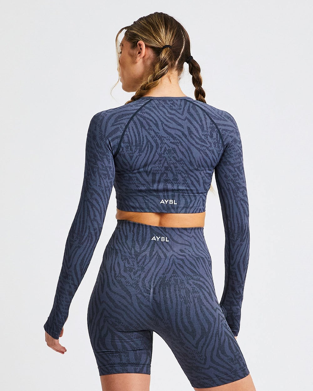 AYBL Evolve Animal Seamless Long Sleeve Crop Top Blauw | 2174580-PF