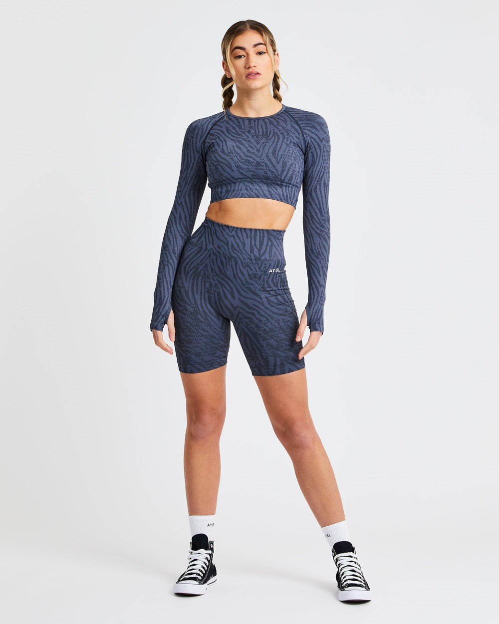 AYBL Evolve Animal Seamless Long Sleeve Crop Top Blauw | 2174580-PF