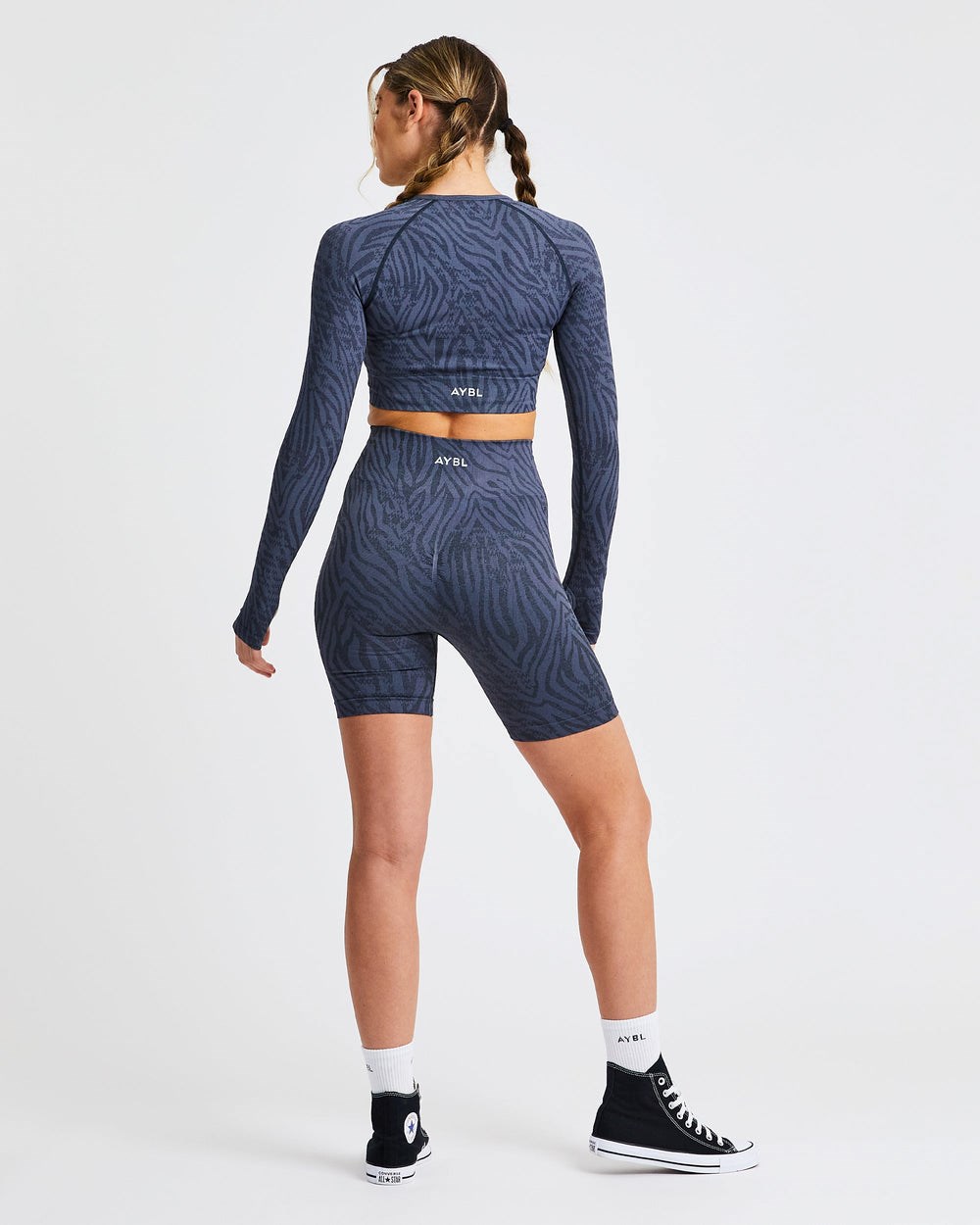 AYBL Evolve Animal Seamless Long Sleeve Crop Top Blauw | 2174580-PF