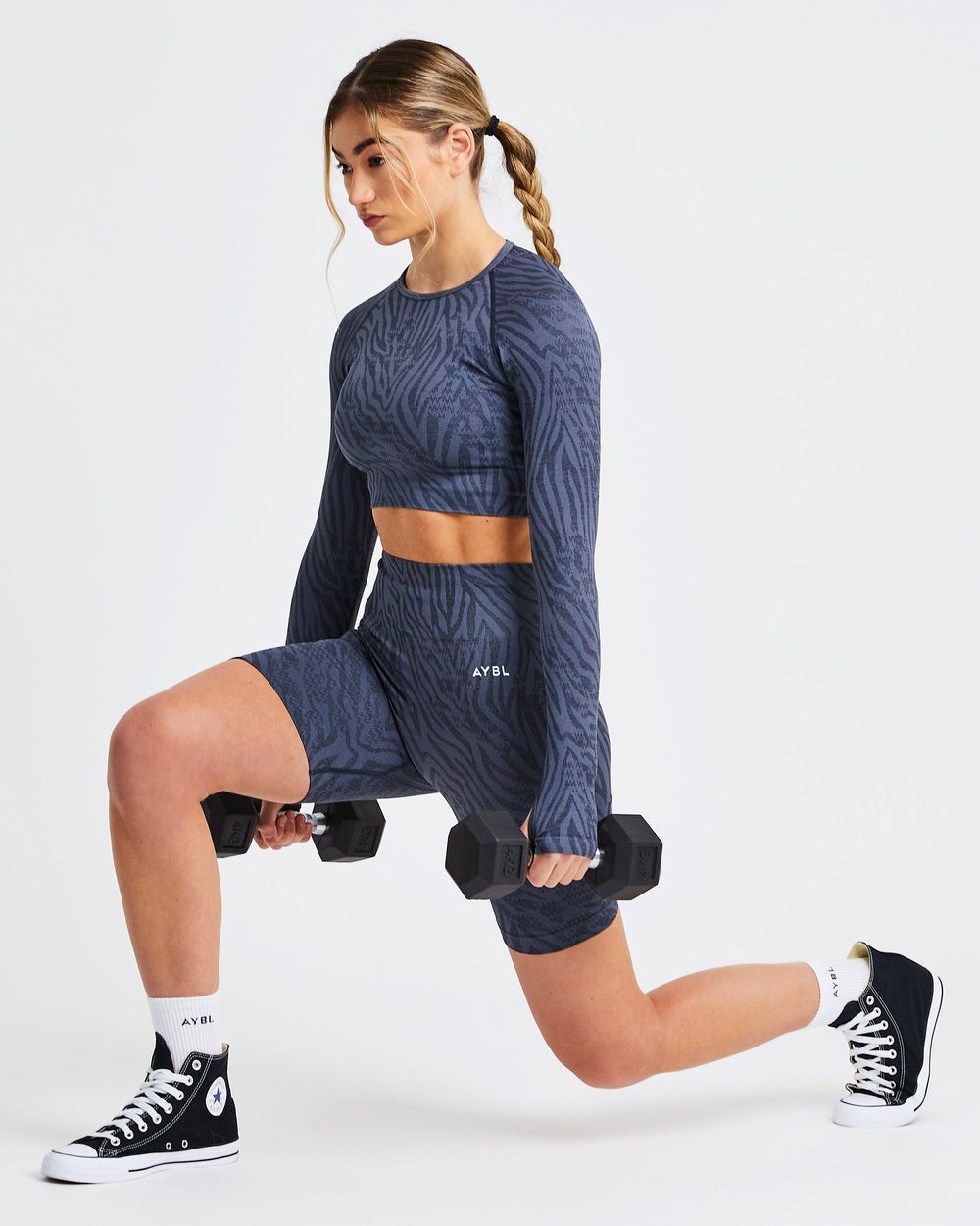 AYBL Evolve Animal Seamless Long Sleeve Crop Top Blauw | 2174580-PF