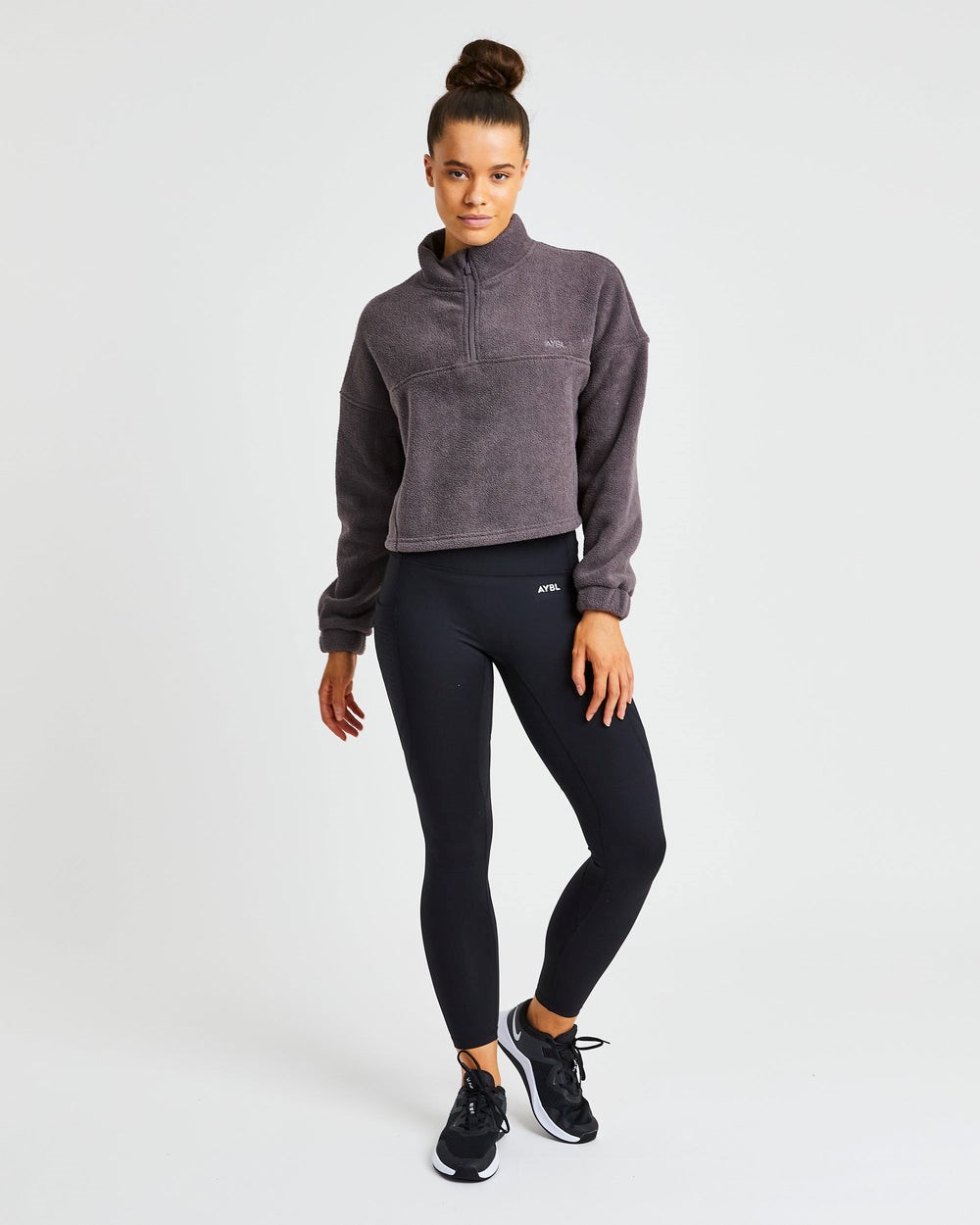 AYBL Effortless Oversized Cropped Fleece Charcoal | 1279680-SG