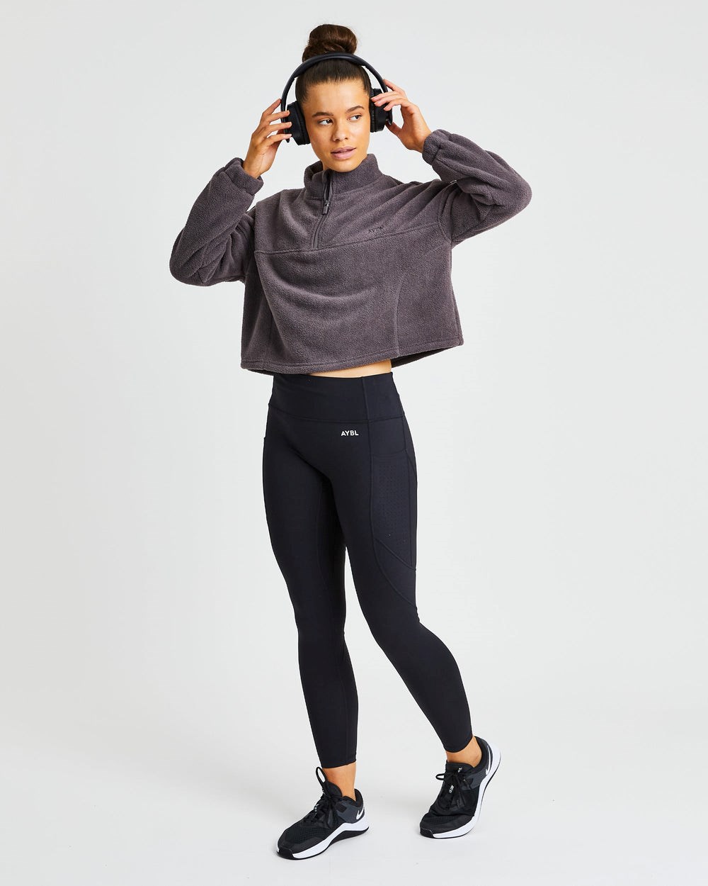 AYBL Effortless Oversized Cropped Fleece Charcoal | 1279680-SG