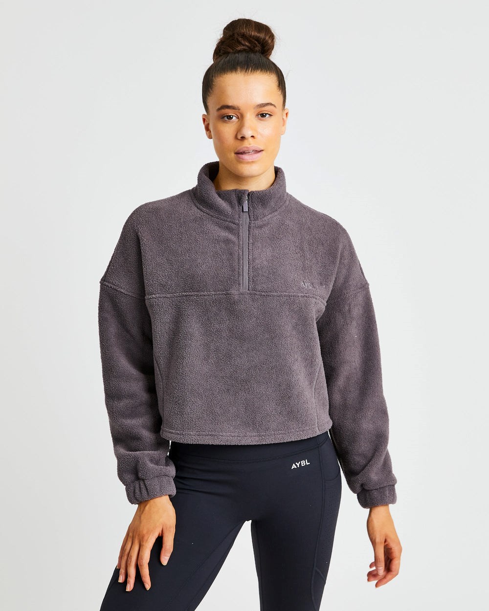 AYBL Effortless Oversized Cropped Fleece Charcoal | 1279680-SG