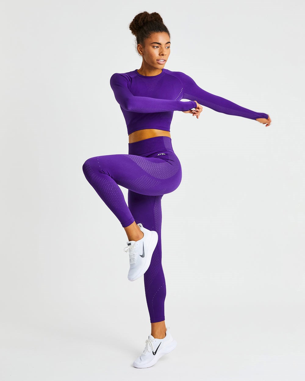 AYBL Ignite Seamless Long Sleeve Crop Top Paars | 0756349-NR