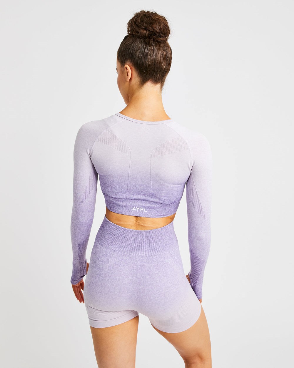 AYBL Pulse Ombré Seamless Long Sleeve Crop Top Lilac | 4793826-JB