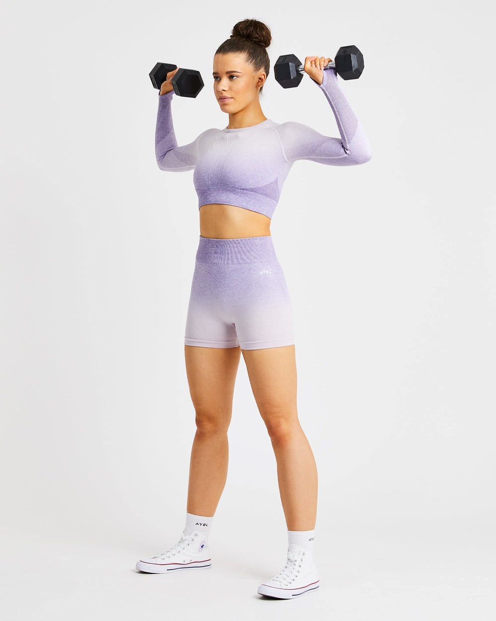 AYBL Pulse Ombré Seamless Long Sleeve Crop Top Lilac | 4793826-JB