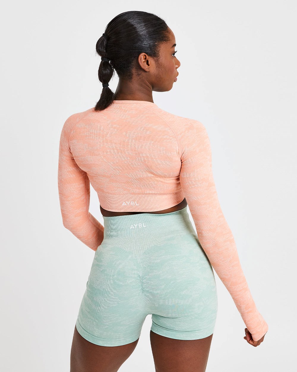 AYBL Evolve Camo Seamless Long Sleeve Crop Top Peach | 1235769-EF