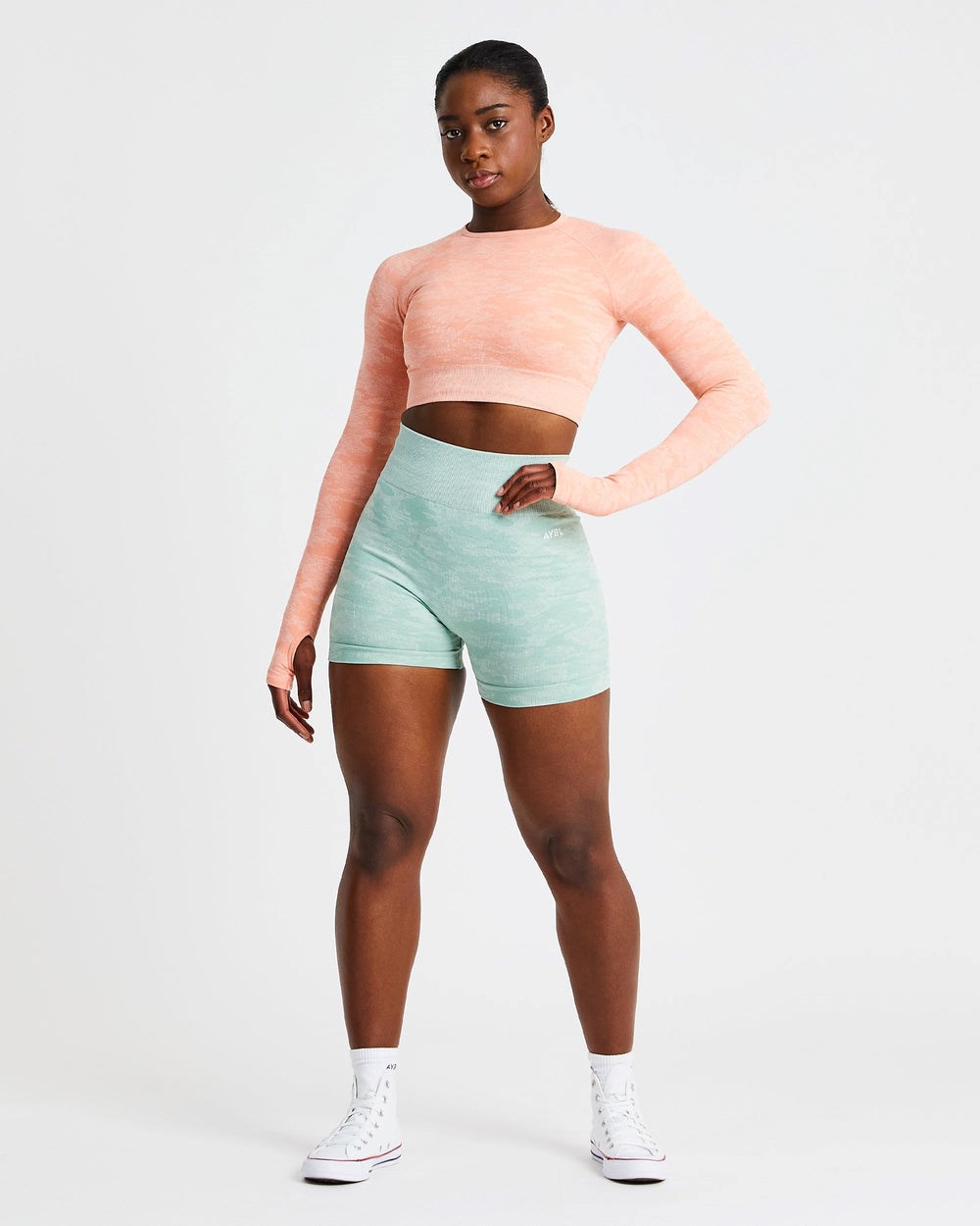 AYBL Evolve Camo Seamless Long Sleeve Crop Top Peach | 1235769-EF