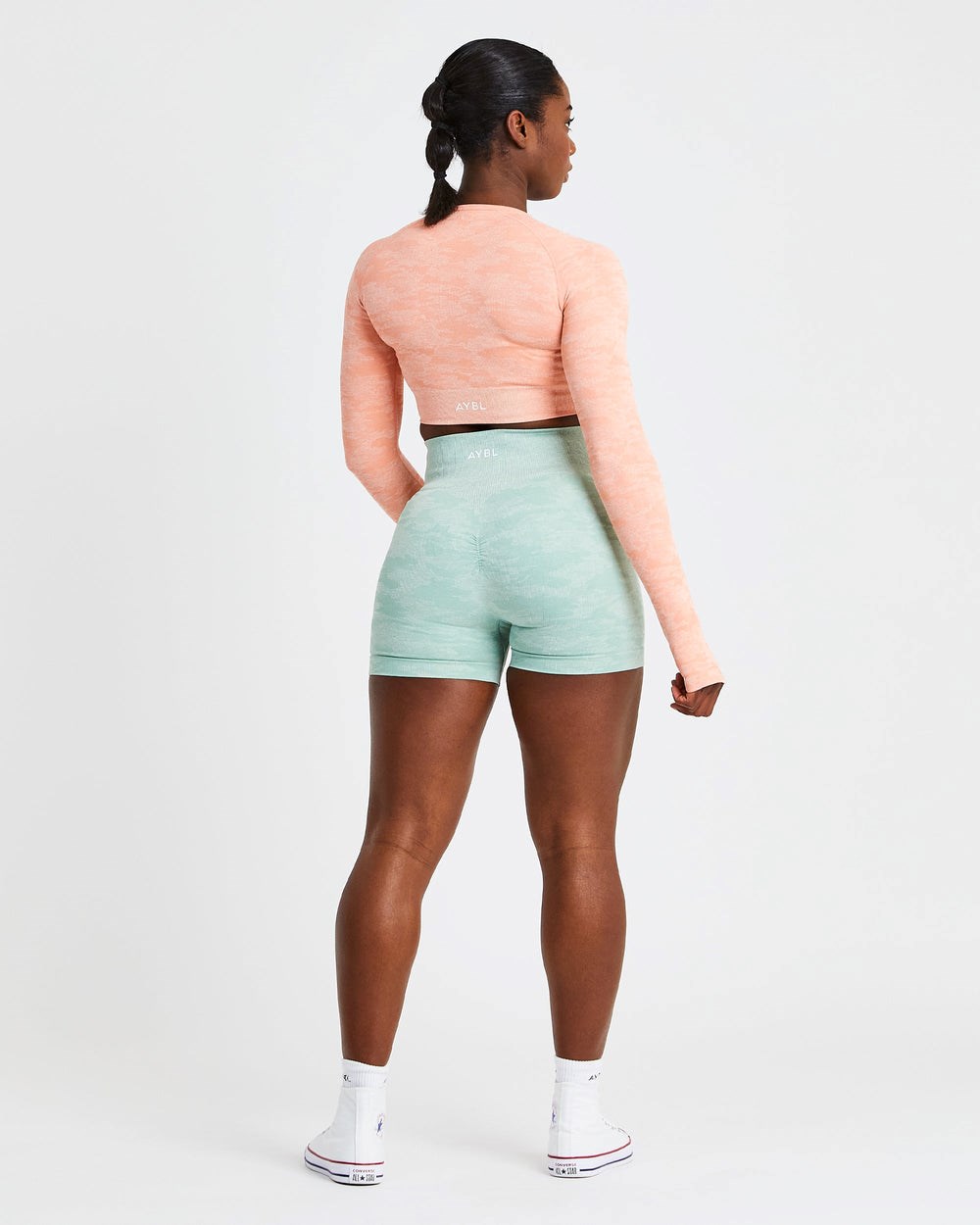 AYBL Evolve Camo Seamless Long Sleeve Crop Top Peach | 1235769-EF