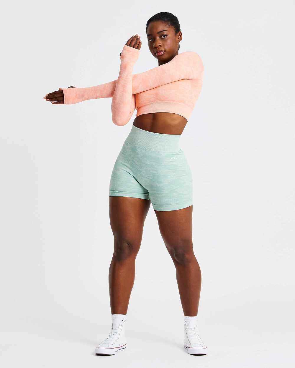 AYBL Evolve Camo Seamless Long Sleeve Crop Top Peach | 1235769-EF