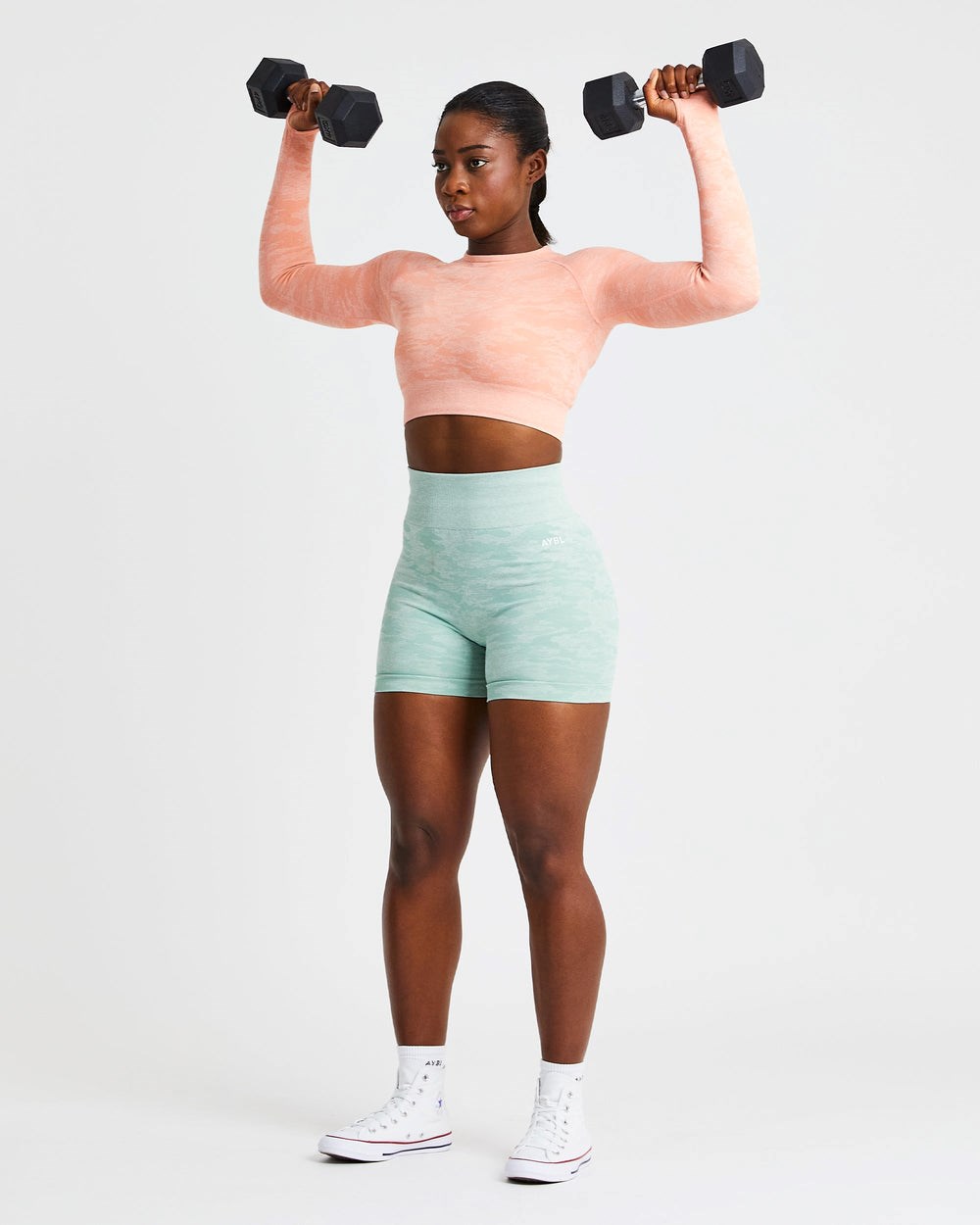 AYBL Evolve Camo Seamless Long Sleeve Crop Top Peach | 1235769-EF