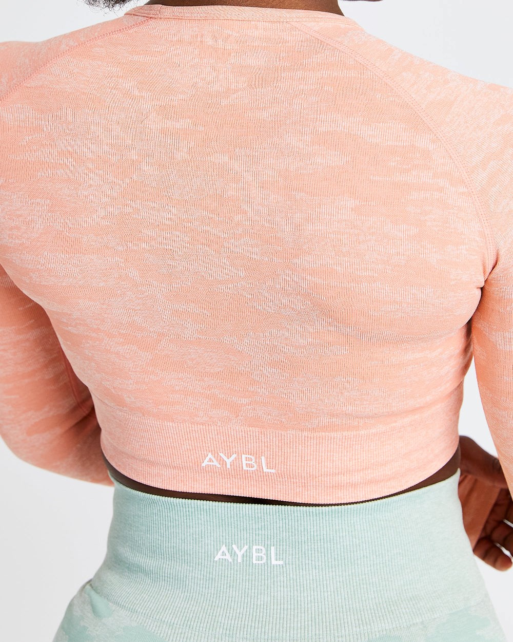 AYBL Evolve Camo Seamless Long Sleeve Crop Top Peach | 1235769-EF