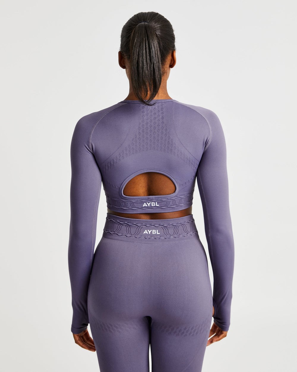 AYBL Elevate Seamless Long Sleeve Crop Top Paars | 5810396-WI