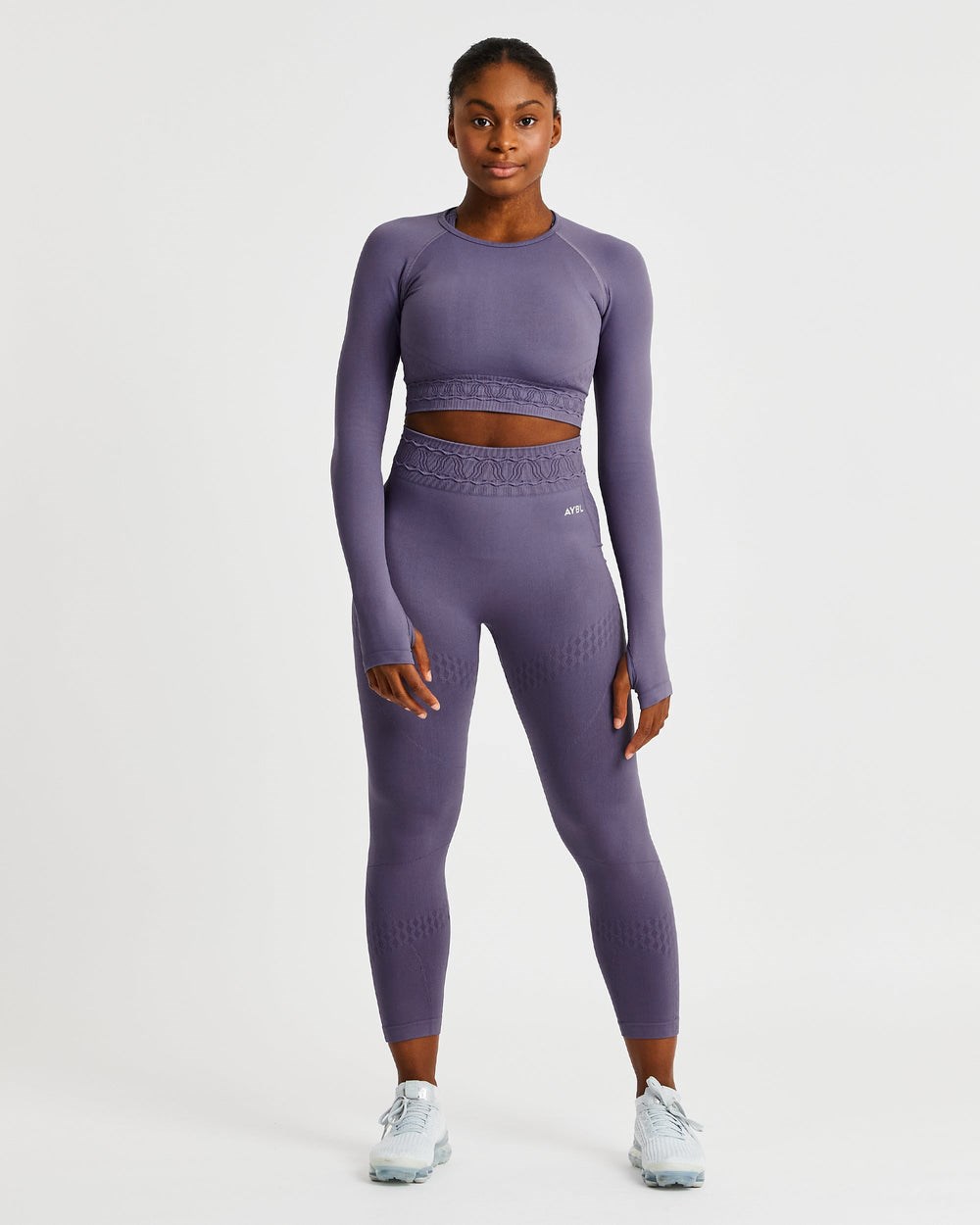 AYBL Elevate Seamless Long Sleeve Crop Top Paars | 5810396-WI