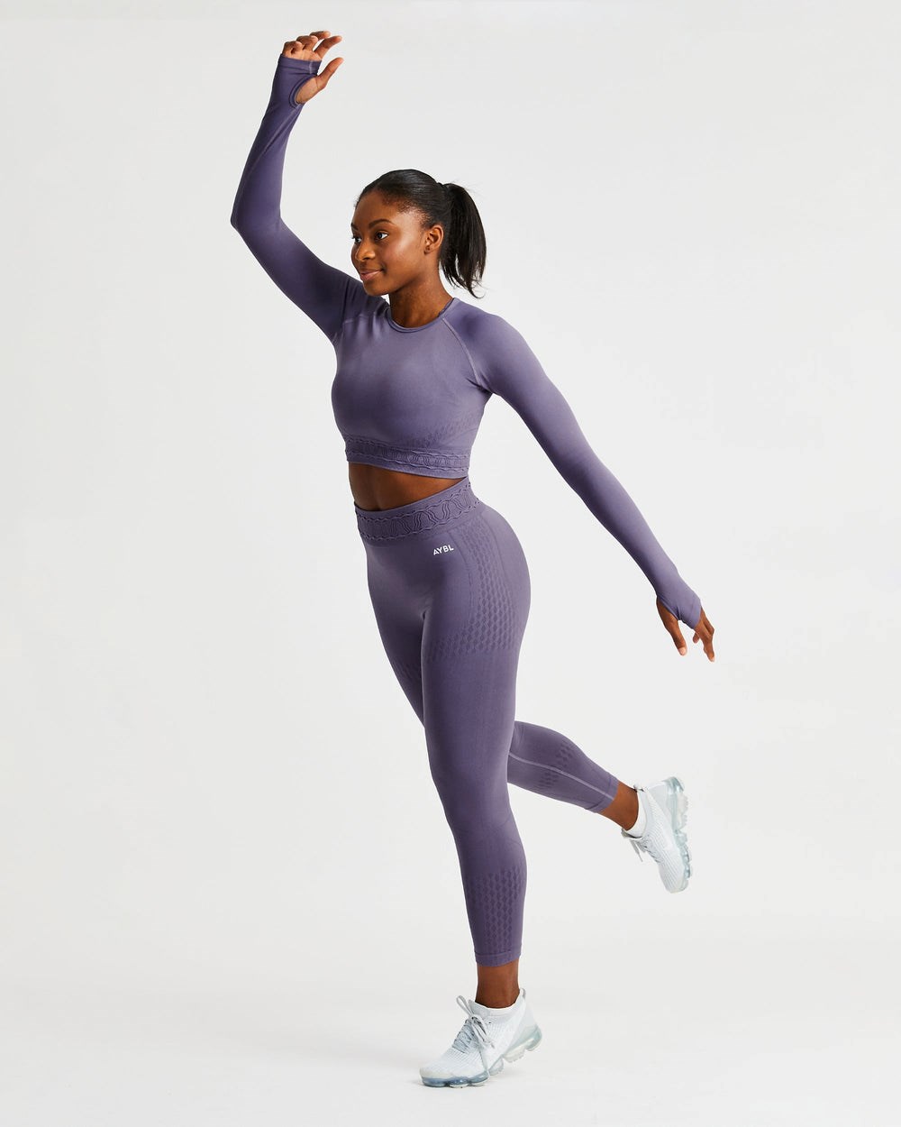 AYBL Elevate Seamless Long Sleeve Crop Top Paars | 5810396-WI