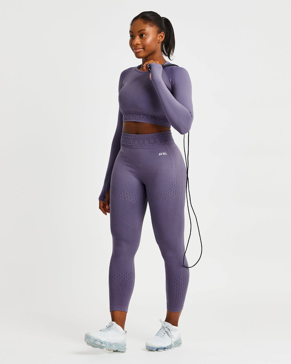 AYBL Elevate Seamless Long Sleeve Crop Top Paars | 5810396-WI