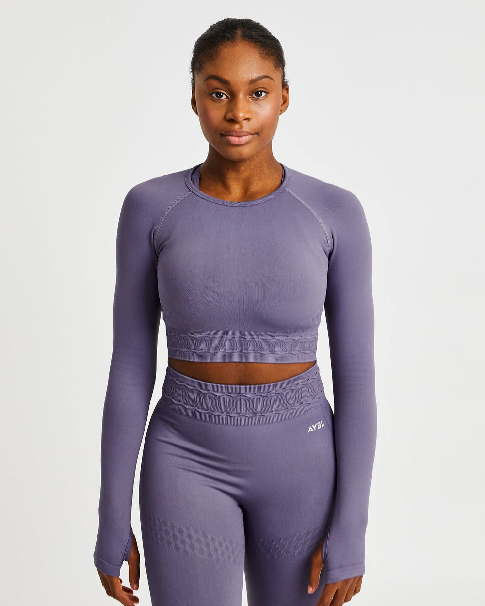 AYBL Elevate Seamless Long Sleeve Crop Top Paars | 5810396-WI