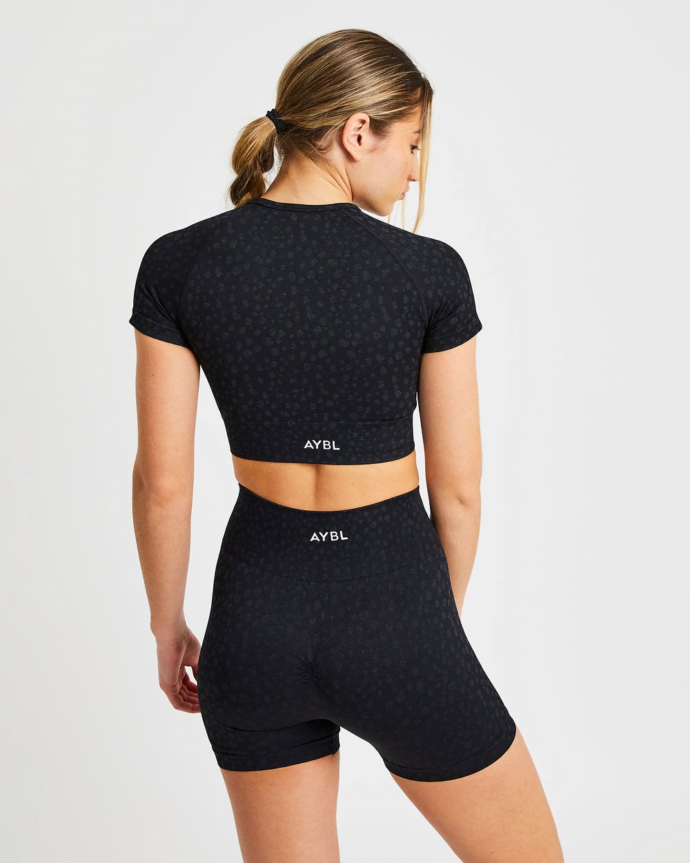 AYBL Evolve Speckle Seamless Crop Top Zwart | 9512860-LU